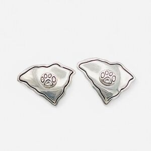 Best South Carolina‎ State Logo Dog Paws Earrings Stud Silver Tone Vintage